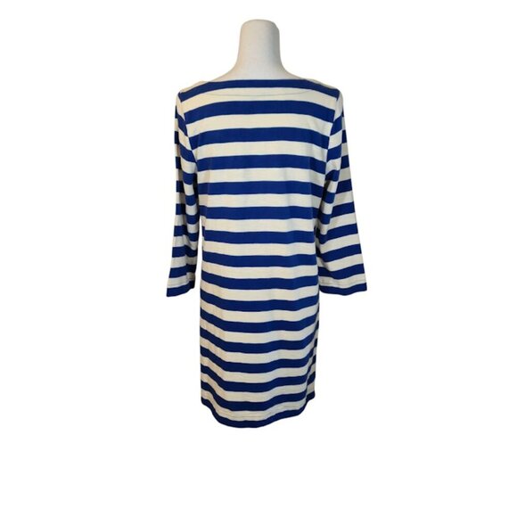 J Crew Striped T-Shirt Dress Size Medium Blue Casual Preppy Cotton - Picture 2 of 12